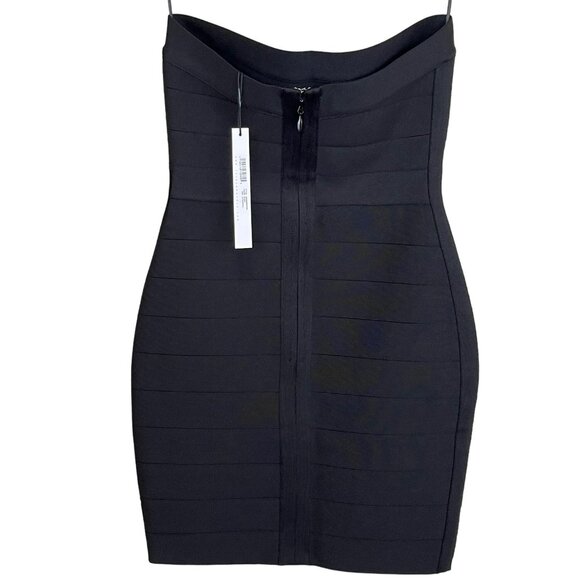 Susana Monaco Black Dress Strapless Bodycon Bandage Mini XS NWT - Picture 3 of 4